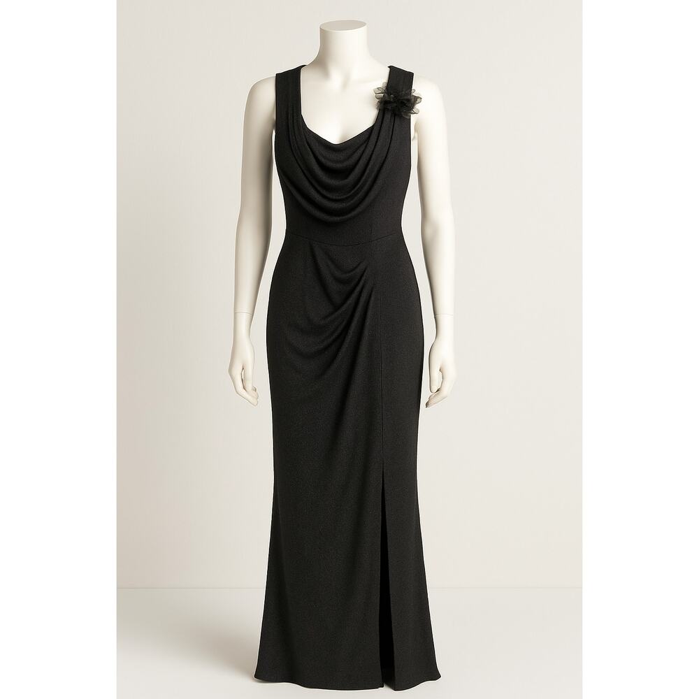 Vshow 2XL‎ Sparkle Black Formal Maxi Dress Long Gown Floral Sleeve - NWT